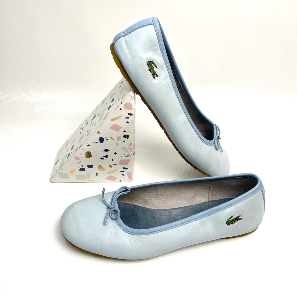Lacoste Flats Size 7.5” Pastel Blue Tutu Bowtie